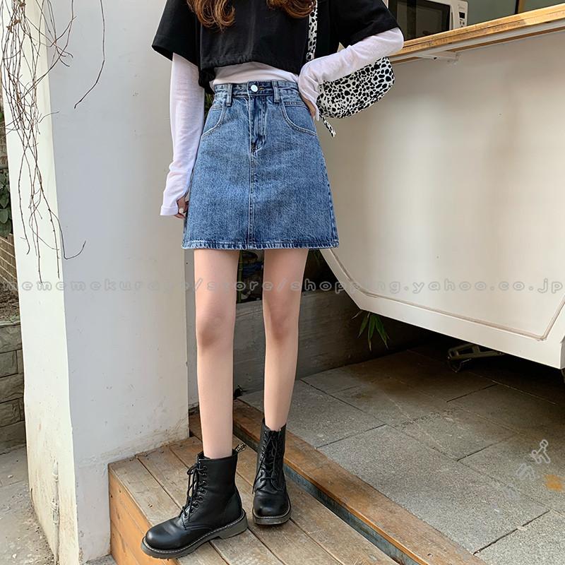 デニムスカート レディース ハイウエスト ミニスカート 着やせ 韓国風 カジュアル 台形スカート おしゃれ 脚長効果 気質 無地 美シルエッ お出かけ Rage メメメクラゲ 通販 Yahoo ショッピング