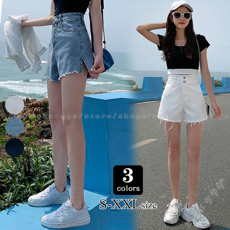 ショートパンツ レディース デニムパンツ 夏 ホットパンツ ジーンズ ワイドパンツ 短パン ゆったり ハイウエスト 着痩せ おしゃれ 無地 カジュアル 通勤 通学 誕生日 お祝い