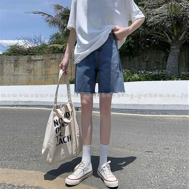 デニム ショートパンツ レディース 五分丈 ストレート ジーンズ ハーフパンツ ゆったり カジュアル 韓国風 ワイドパンツ 無地 デニムパンツ 着痩せ 夏 Rage メメメクラゲ 通販 Yahoo ショッピング