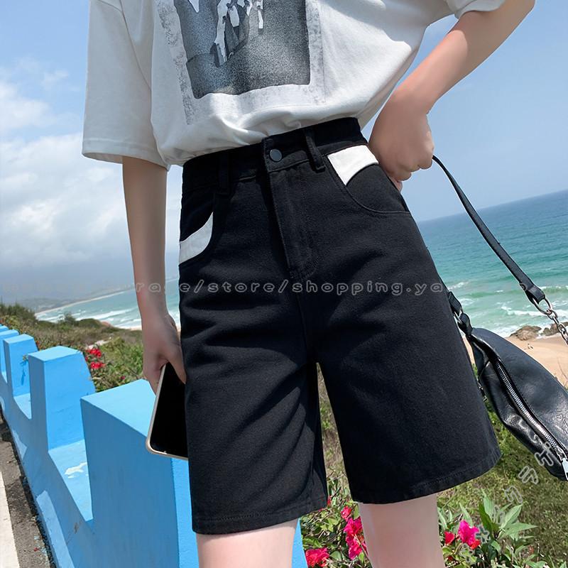 デニムズボン レディース 夏 ハーフパンツ ストレートパンツ ジーンズ ゆったり ハイウエスト 着痩せ ボトムス レトロ 低身長 高身長 ファッション カジュアル 本日限定