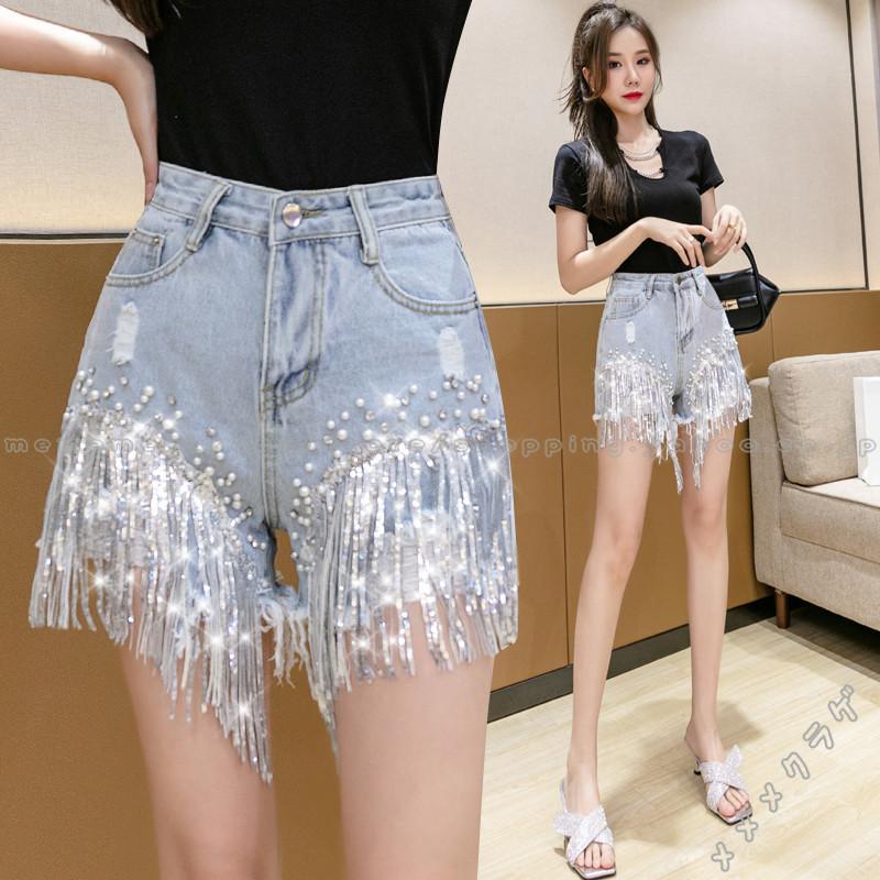 デニム ショートパンツ レディース 夏 ダメージ ジーンズ 裾フリンジ 個性的 ヴィンテージ 短パン 涼しい カジュアル 韓国風 おしゃれ きれいめ お出かけ 人気海外一番