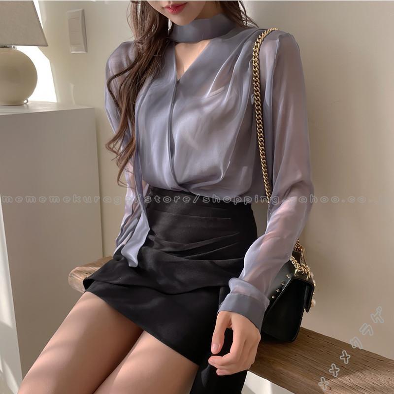 【透け感有り】カッコいいシフォンシャツ Amazon | [YAZHUE] シフォン シャツ レディース ブラウス
