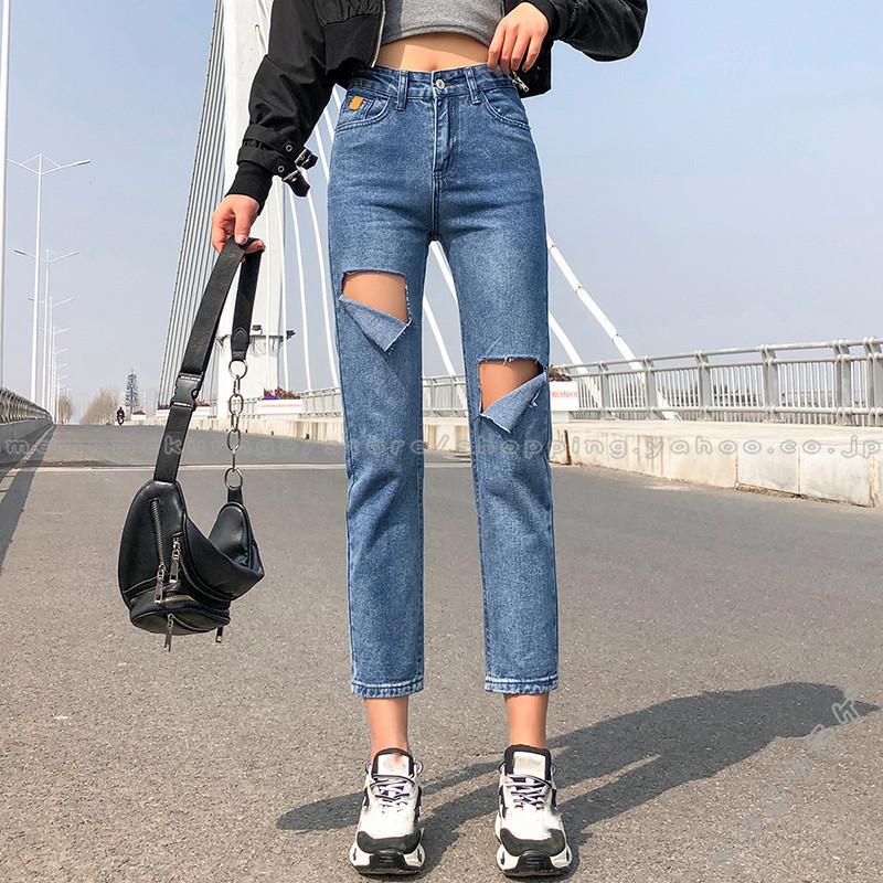 デニムパンツ スキニージーンズ レディース レギンス ダメージ加工 ストレッチ ハイウエスト 春夏 オシャレ 美脚 美尻 ボトムス カジュアル 無地 韓国風 Rage メメメクラゲ 通販 Yahoo ショッピング
