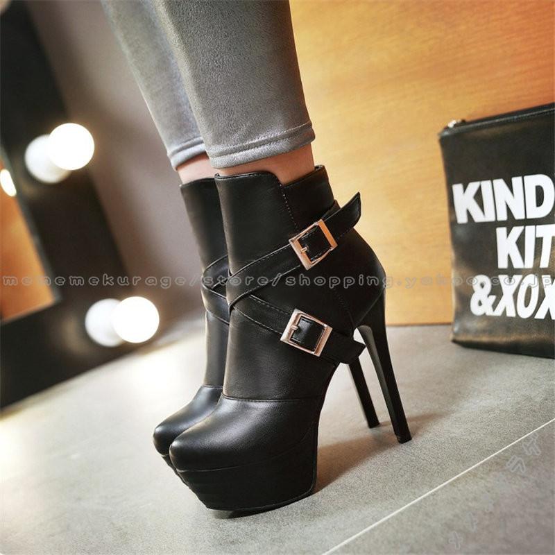 ブーティ 厚底 アンクルブーツ ショートブーツ レディース 無地 ローヒール ベルト飾り ハイヒール サイドジップ ラウンドトゥ 細いヒール 欧米風 秋冬 通勤