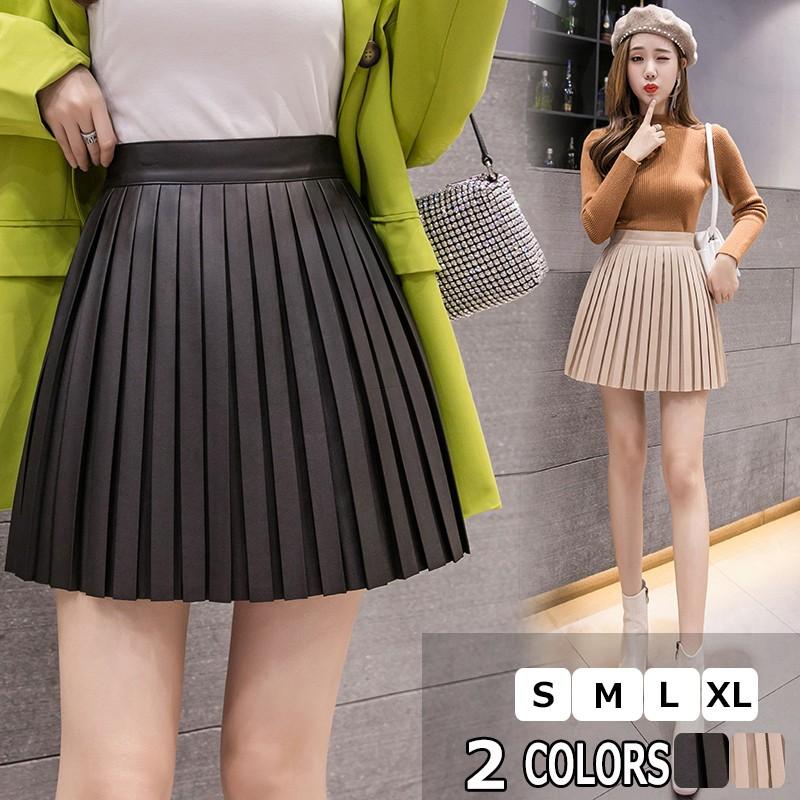 プリーツスカート レザースカート レディース ミニスカート Puレザー ハイウエスト 体型カバー 秋 冬 大きいサイズ 韓国風 カジュアル Ragemini メメメクラゲ 通販 Yahoo ショッピング