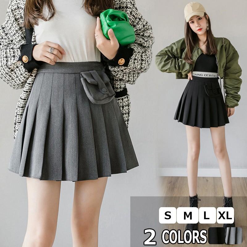 プリーツスカート フレア ミニスカート レディース 韓国 学院 元気