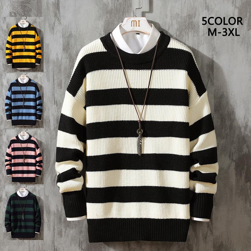 セーター メンズ ニット 長袖 ニットセーター ニット ストライプ 丸ネック 長袖ニット 冬服 冬 冬物 M L Xl 送料無料 Nmt01 Tg Promises 通販 Yahoo ショッピング