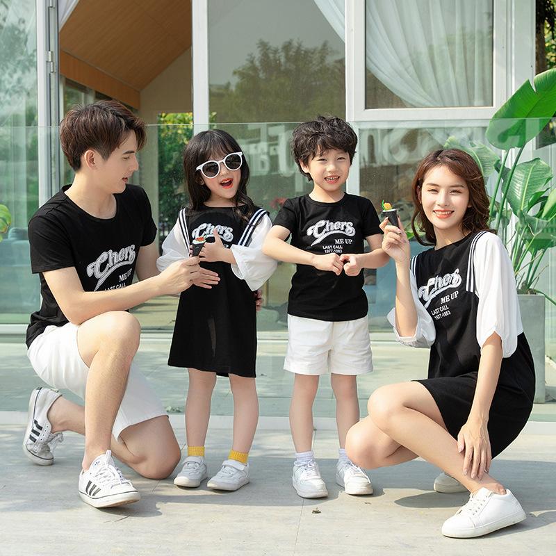 市場 親子ペア 夏 子供 半袖 リンクコーデ 上下セット ワンピース ペアルック 親子お揃い パパ 親子服 兄弟 姉妹 親子コーデ ママ