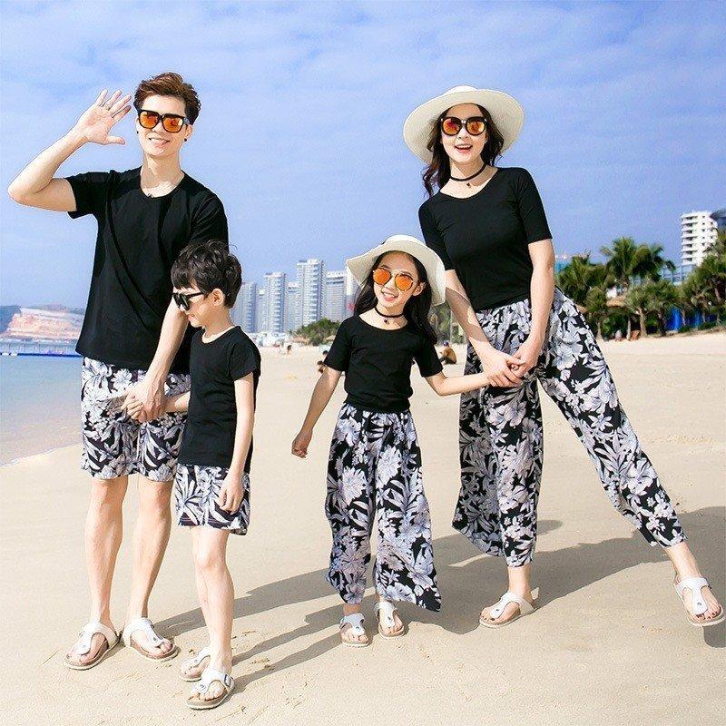 親子コーデ 親子お揃い 花柄 親子 ペアルック Tシャツ パンツ パパ ママとお揃い