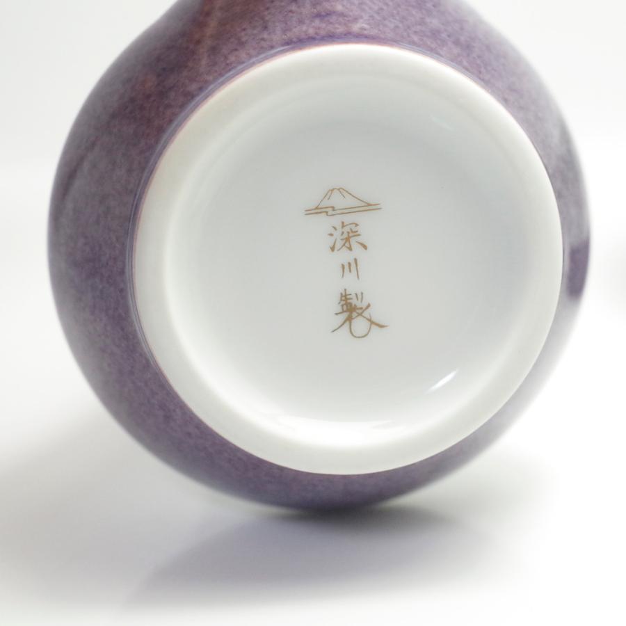 花生、線香立、ロウソク立の3具足がセットになった藤の花絵付けの３点セット 深川製磁製　三具足『柴藤』仏具３点セット |  | 06