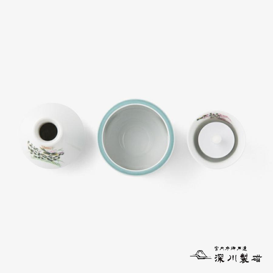 花生、線香立、ロウソク立の3具足がセットになった萩絵付けの３点セット 深川製磁製　三具足『萩花見』仏具３点セット | 深川製磁 | 03