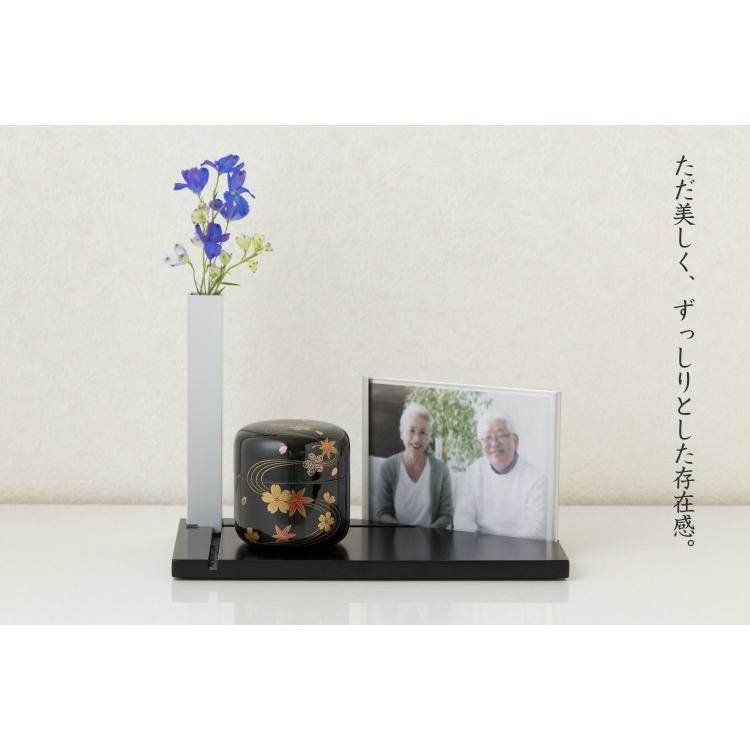 【ミニ骨壷】【手元供養】桜木大容量の本漆骨壷 「蒔絵ゆとりシリーズ」　黒漆　春秋流水 |  | 03