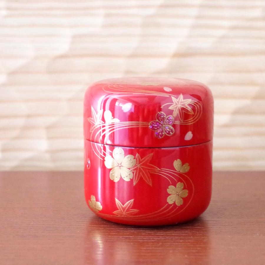 【ミニ骨壷】【手元供養】桜木大容量の本漆骨壷 「蒔絵ゆとりシリーズ」　朱漆　春秋流水 |  | 12
