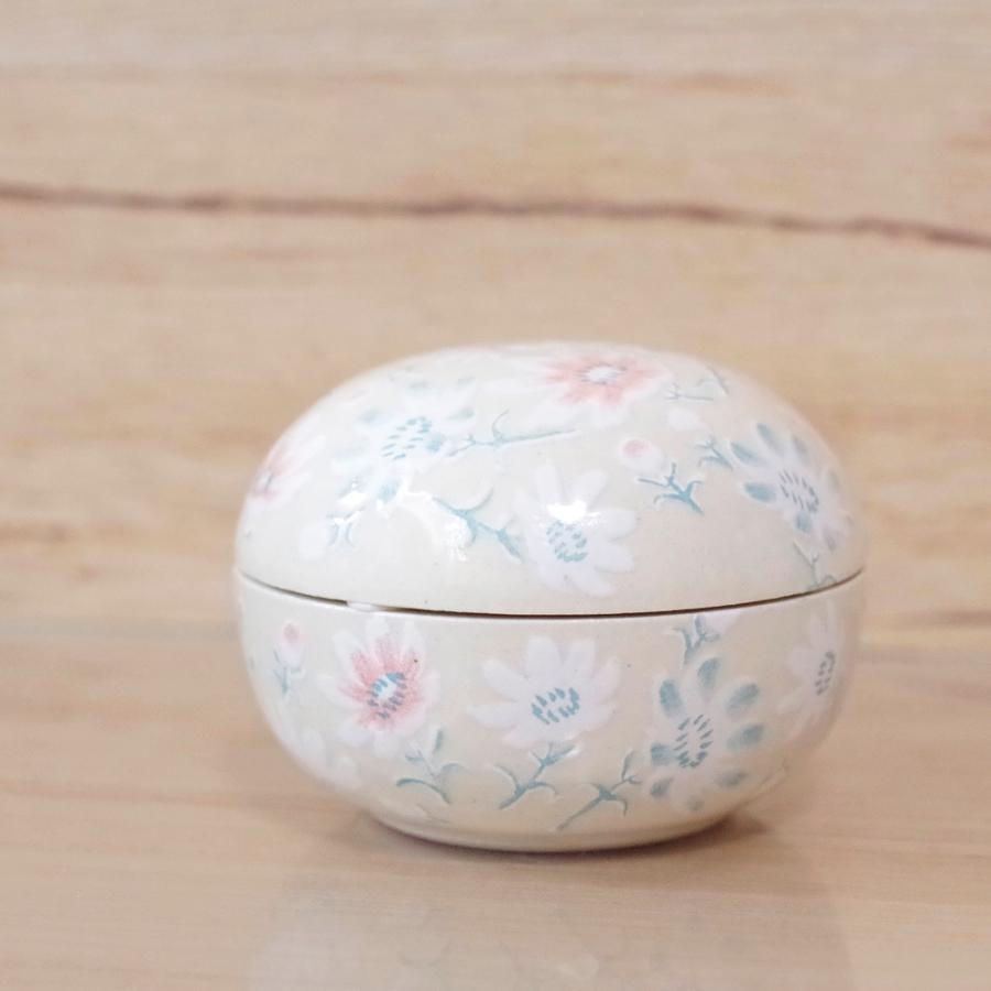信楽焼の手元供養用 ミニ骨壷　おもかげシリーズ　秋桜 (コスモス）　納骨袋付 |  | 07