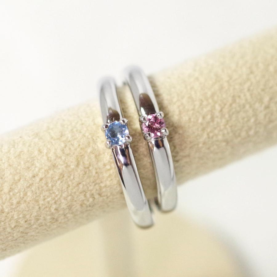メモリアルリングLSR041 【完全防水樹脂埋封ジュエリー】 手元供養 指輪 プラチナ　Pt900×2.5mmの誕生石の画像