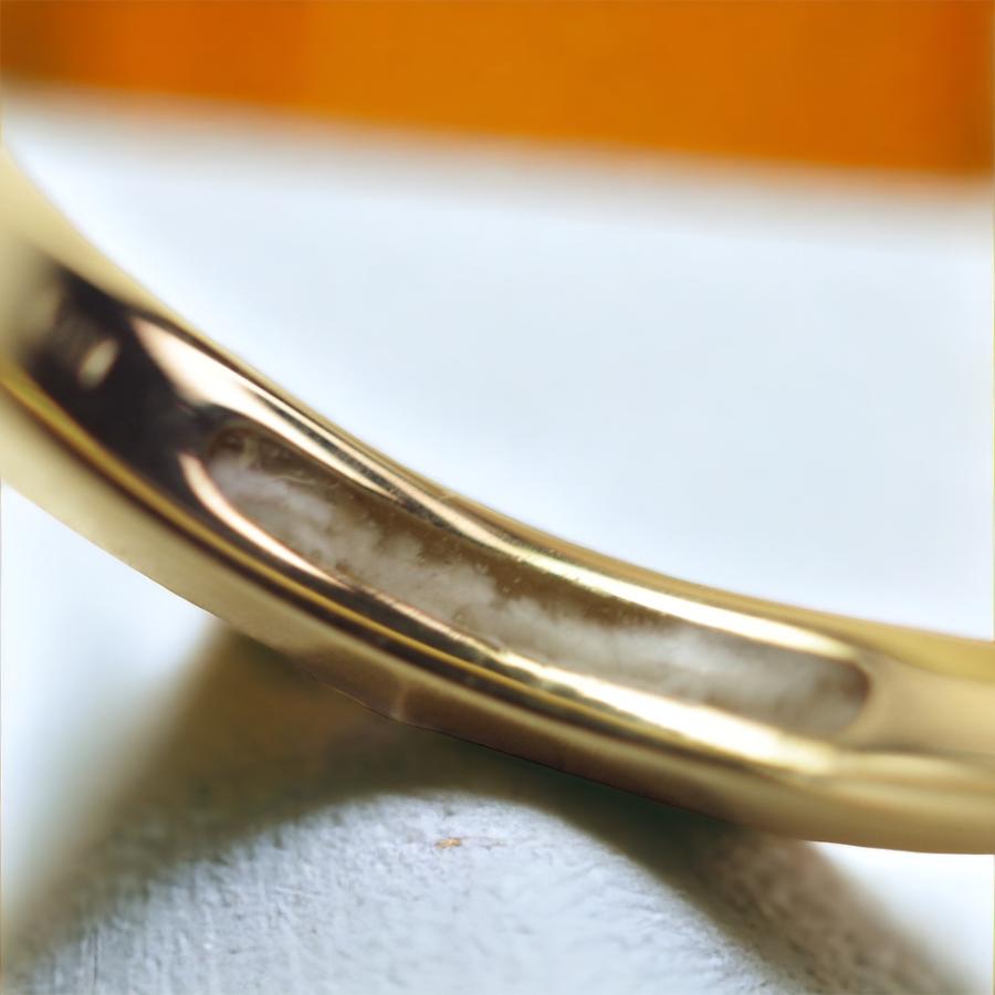 メモリアルリングLSR043 【完全防水樹脂埋封ジュエリー】 遺骨リング,指輪 ゴールド　K18YG×2.0mmの誕生石の画像