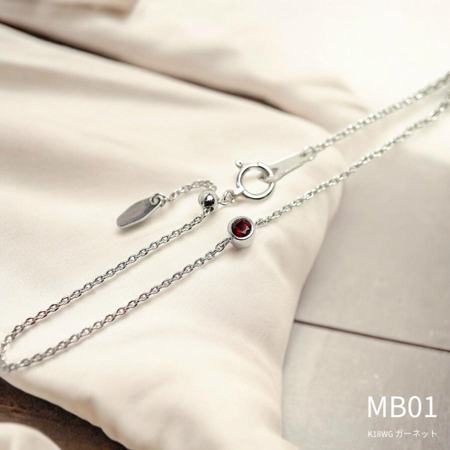 【MB01/Pt900】メモリアルジュエリー 遺骨ブレスレット 完全防水 プラチナ×誕生石 (3mm)の画像