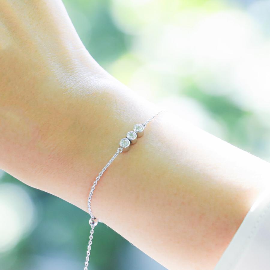 【MB02/K10WG】 樹脂封入の完全防水メモリアルジュエリー　遺骨ブレスレットMB02  １0金ホワイトゴールド×3石の宝石 |  | 10