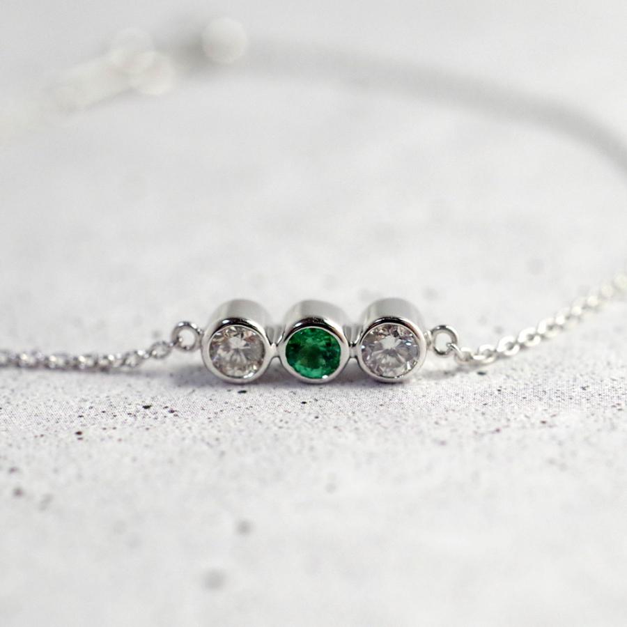 【MB02/K10WG】 樹脂封入の完全防水メモリアルジュエリー　遺骨ブレスレットMB02  １0金ホワイトゴールド×3石の宝石 |  | 14