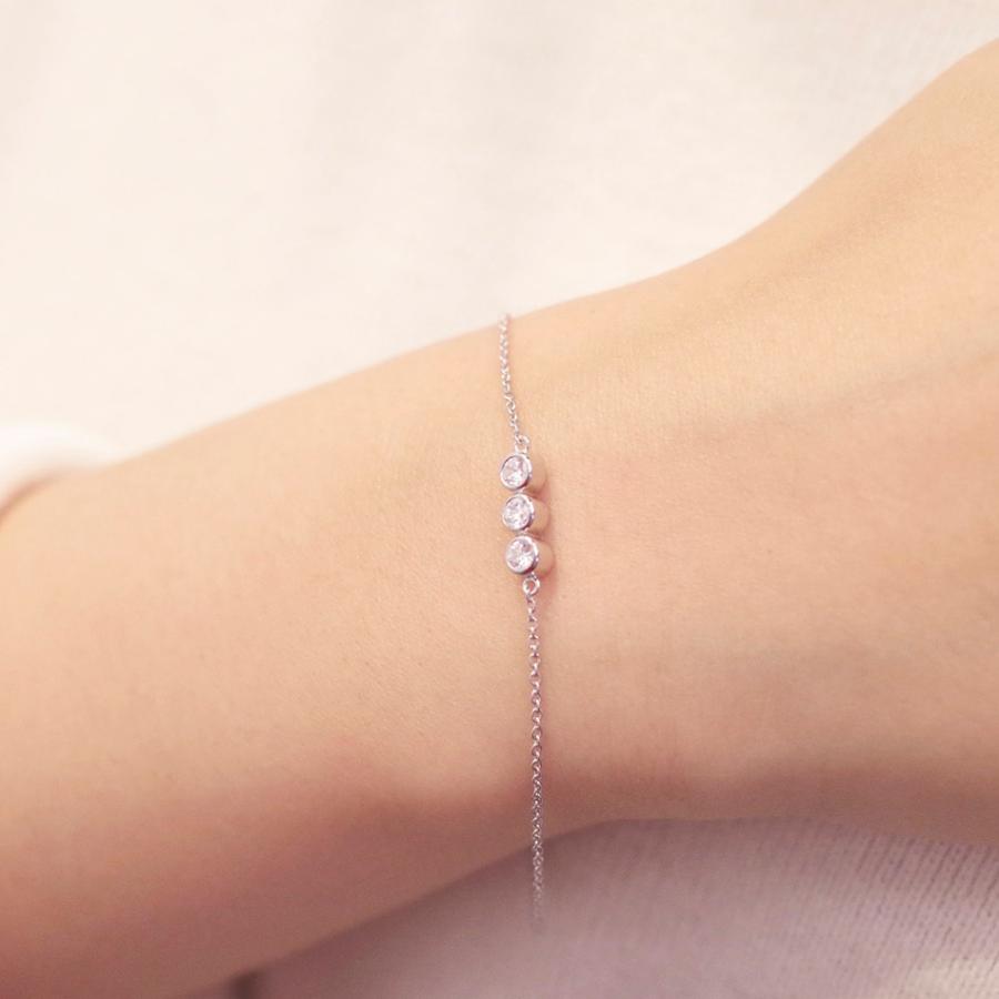 【MB02/K10WG】 樹脂封入の完全防水メモリアルジュエリー　遺骨ブレスレットMB02  １0金ホワイトゴールド×3石の宝石 |  | 06