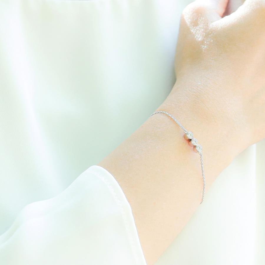 【MB02/K10WG】 樹脂封入の完全防水メモリアルジュエリー　遺骨ブレスレットMB02  １0金ホワイトゴールド×3石の宝石 |  | 07