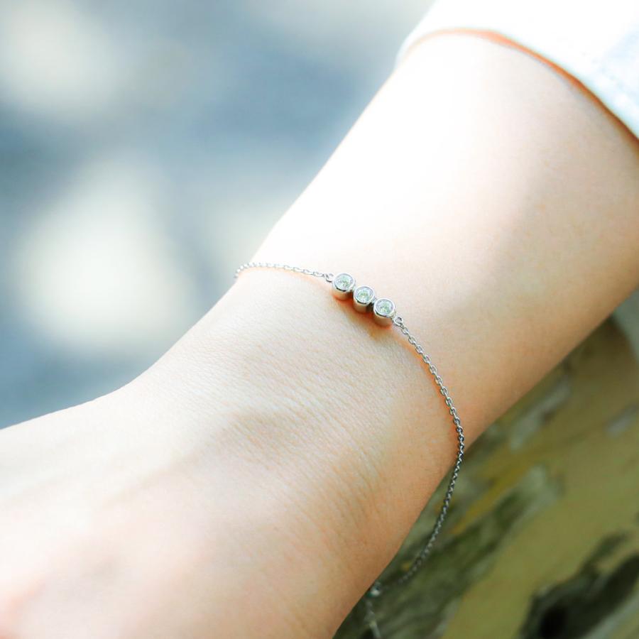 【MB02/K10WG】 樹脂封入の完全防水メモリアルジュエリー　遺骨ブレスレットMB02  １0金ホワイトゴールド×3石の宝石 |  | 08