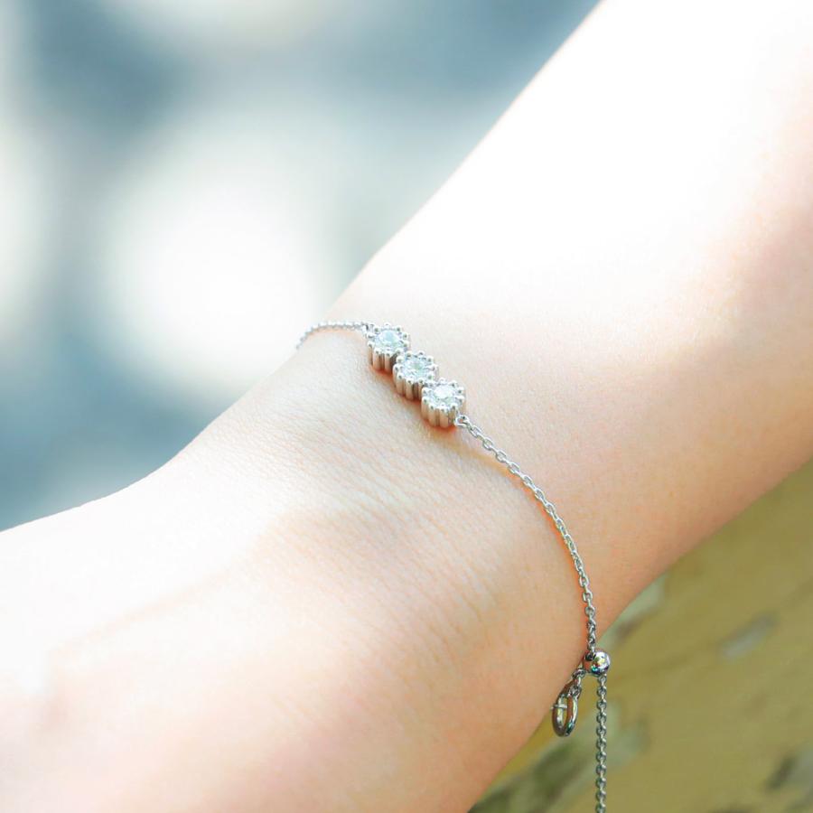 【MB03/ピンクゴールド】 樹脂封入の完全防水メモリアルジュエリー　遺骨ブレスレットMB03  K10PG または K18PG ×3石の宝石の画像