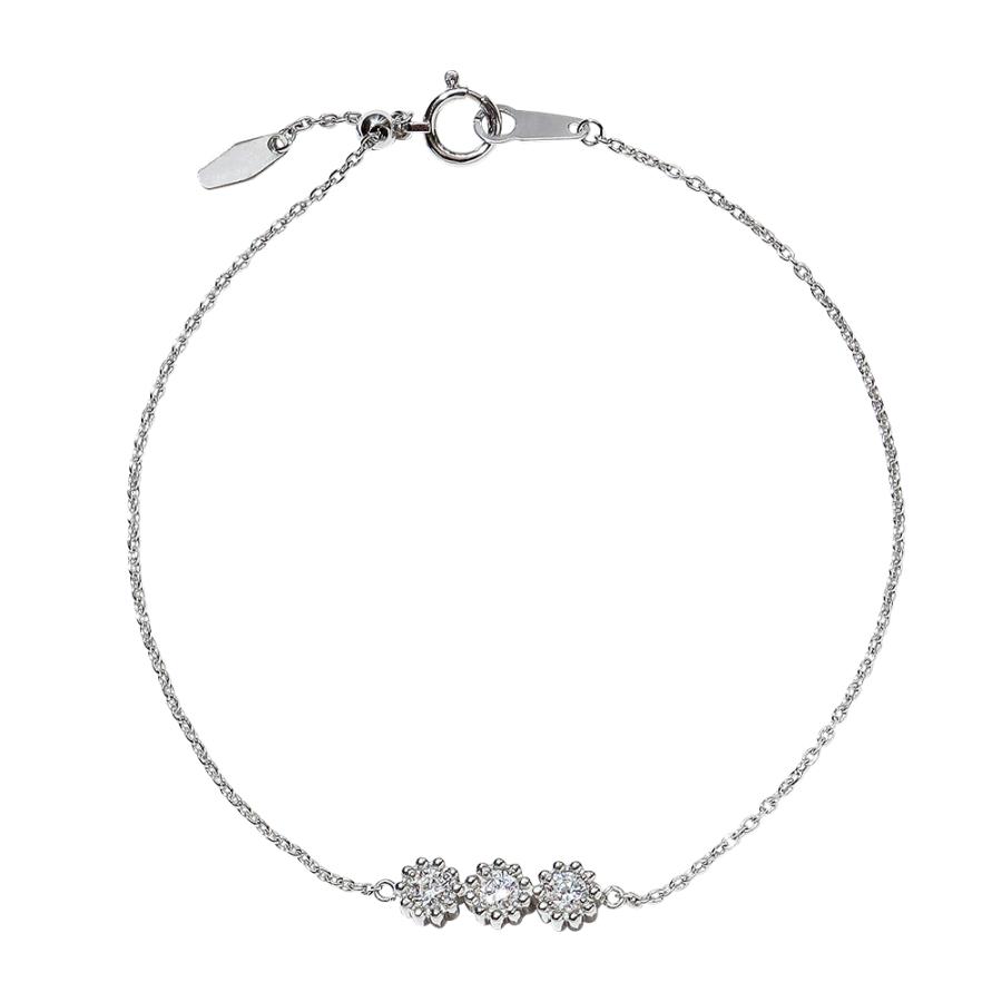 【MB03/K10WG】 樹脂封入の完全防水メモリアルジュエリー　遺骨ブレスレットMB03  １0金ホワイトゴールド×3石の宝石 | 