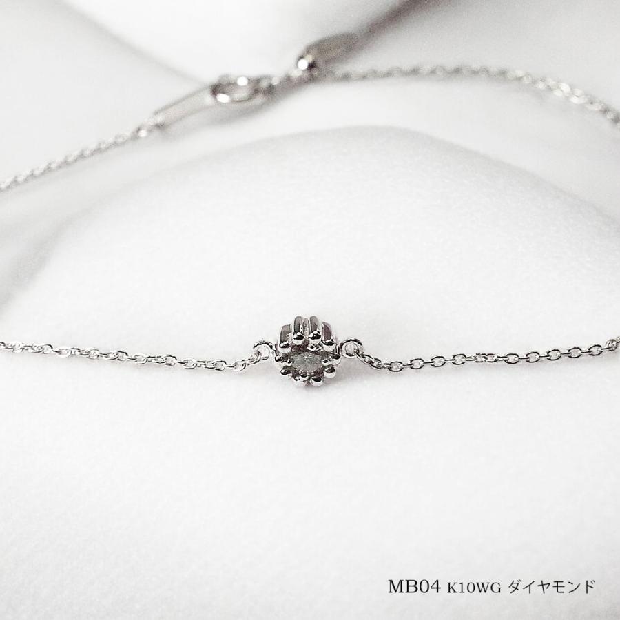 【MB04/K10WG or Pt900】メモリアルジュエリー 遺骨ブレスレット 完全防水 K10ホワイトゴールド or  プラチナ　×誕生石 (3mm)の画像