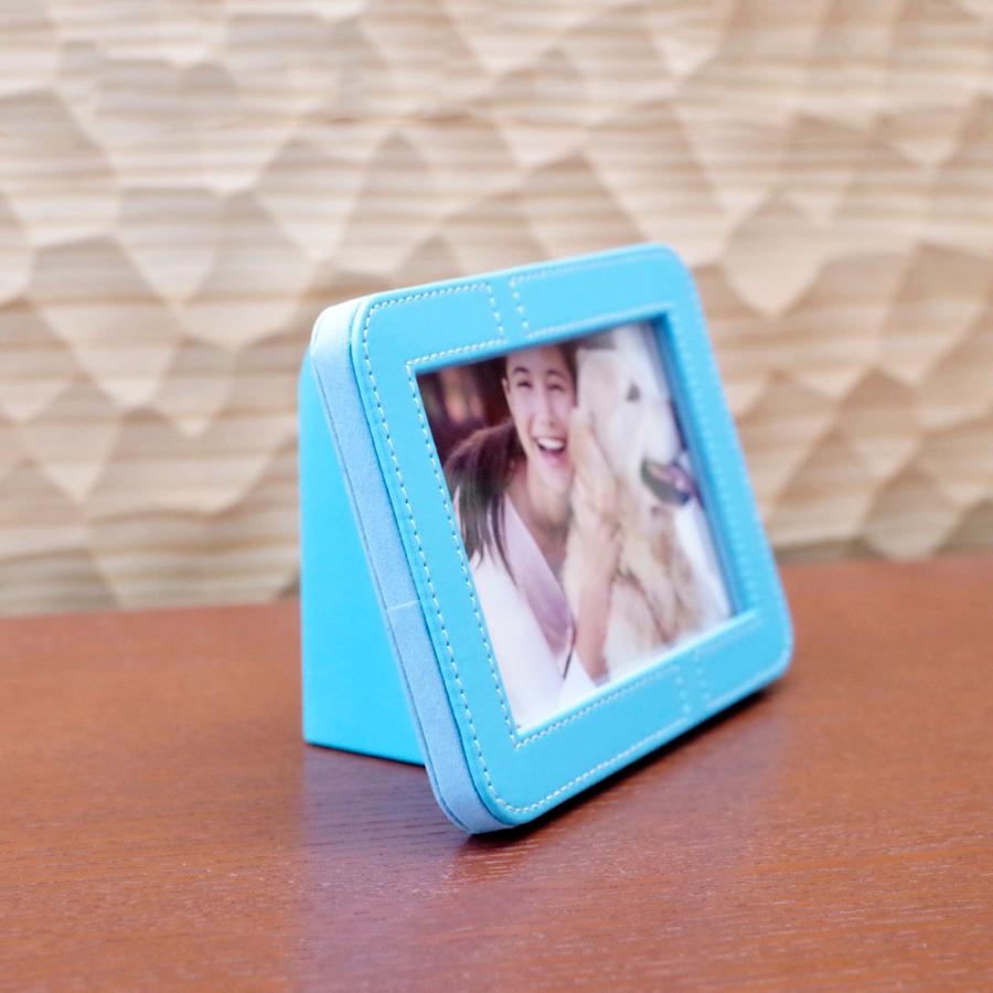 写真立タイプの手元供養骨壷 メモリアルフォトスタンド サックスブルー