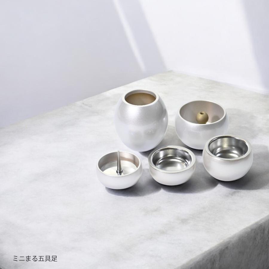 コンパクトな仏具 5具足 ミニまる5点セット カラー：シルバー