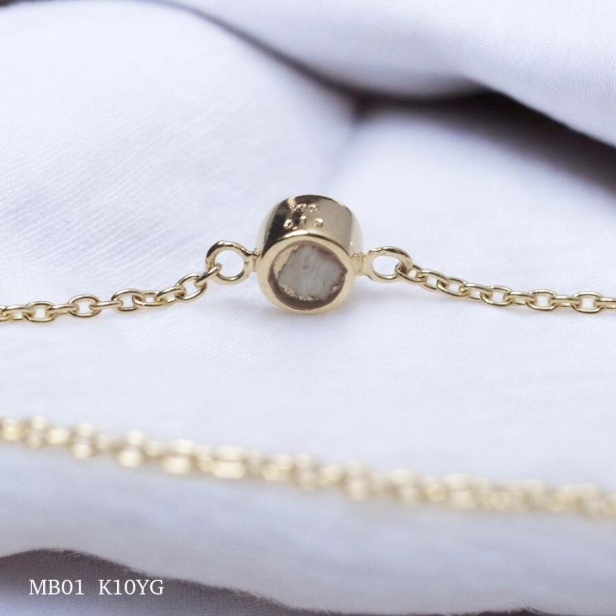 【MB01/イエローゴールド】メモリアルジュエリー　遺骨ブレスレット　完全防水 K10YG or K18YG ×誕生石 (3mm) |  | 20