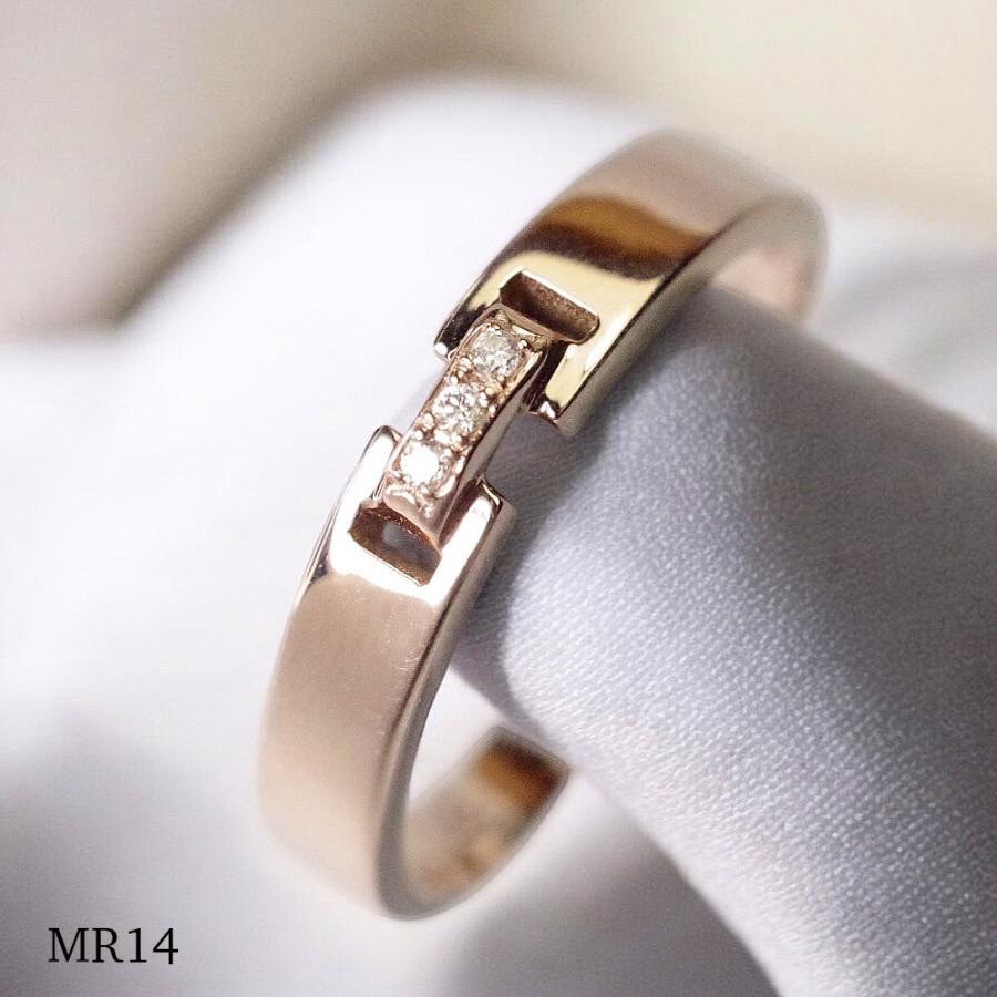 【MR14/ピンクゴールド】メモリアルリングMR14 地金：K10PG or K18PG　ダイヤモンド 〜遺骨リング　完全防水の指輪〜の画像
