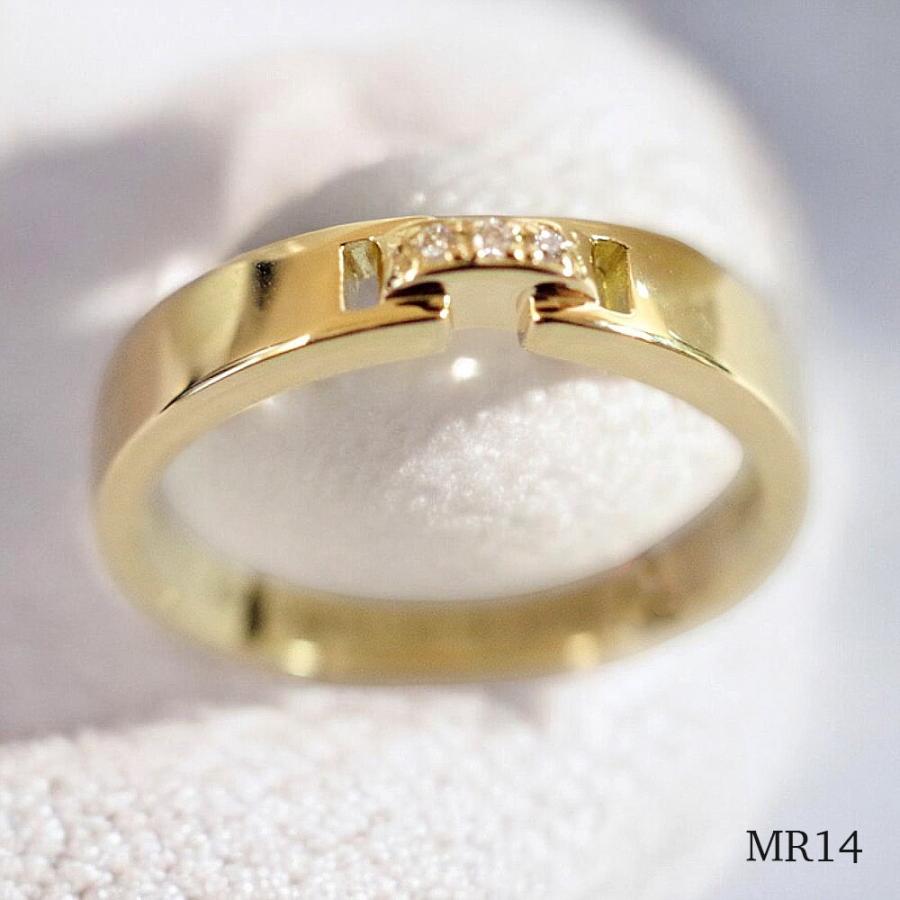 【MR14/イエローゴールド】メモリアルリングMR14 地金：K10YG or K18YG ダイヤモンド 〜遺骨リング　完全防水 指輪〜の画像