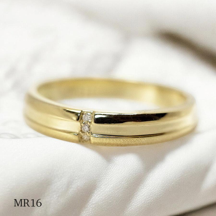 【MR16/イエローゴールド】メモリアルリングMR16 地金：K10YG or K18YG ダイヤモンド 〜遺骨リング　完全防水の指輪〜の画像