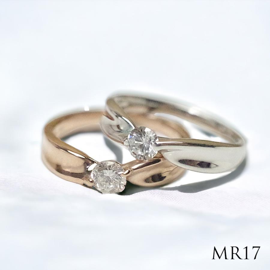 【MR17/ピンクゴールド】完全防水 遺骨リング・メモリアルリングMR17 地金：K10PG または 0. 3ctダイヤモンドの画像