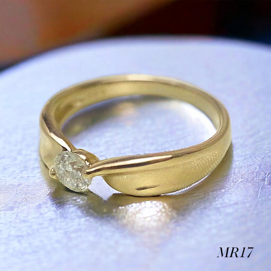 【MR17/イエローゴールド】完全防水遺骨リング・メモリアルリングMR17 地金：10KYG または K18YG　0. 3ctダイヤモンドの画像