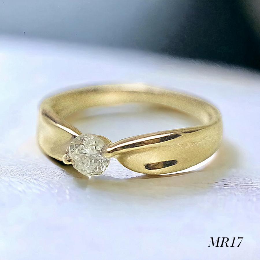 【MR17/イエローゴールド】完全防水遺骨リング・メモリアルリングMR17 地金：10KYG または K18YG　0. 3ctダイヤモンドの画像