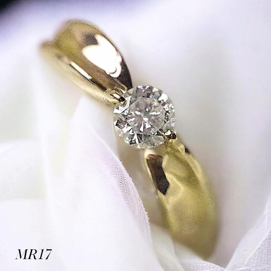 【MR17/イエローゴールド】完全防水遺骨リング・メモリアルリングMR17 地金：10KYG または K18YG　0. 3ctダイヤモンドの画像