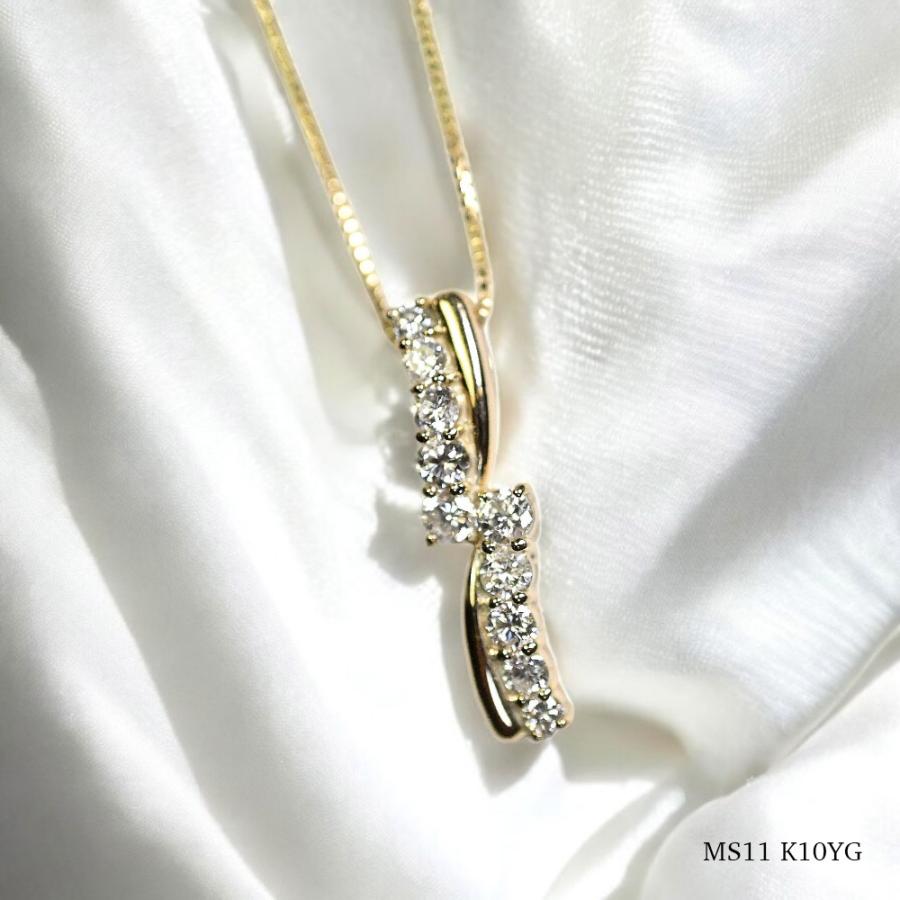 《MS11》K10WG or K10YG or K10PG  樹脂埋封セミオーダー遺骨ペンダントMS11　K10×ダイヤモンド10個(計0.52ct)の豪華なデザイン チェーン別売選択式の画像