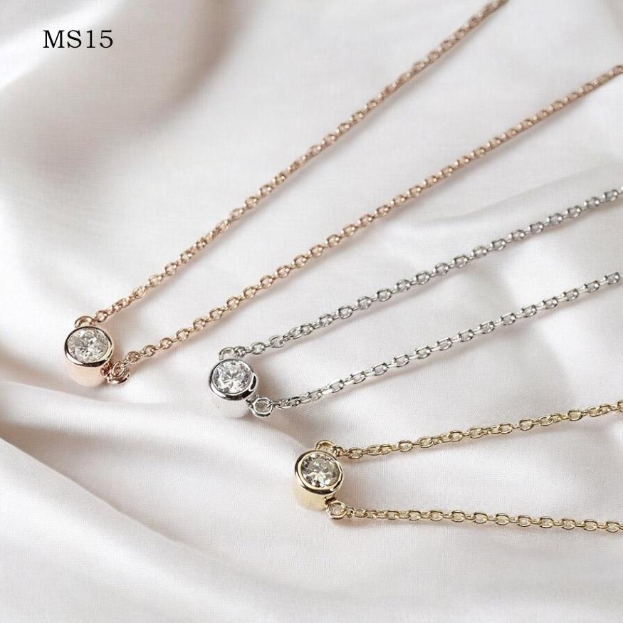 【MS15/イエローゴールド】 完全防水の遺骨ペンダント　一粒石ネックレス　MS15 　K18YG or K10YG × 誕生石3mmの画像