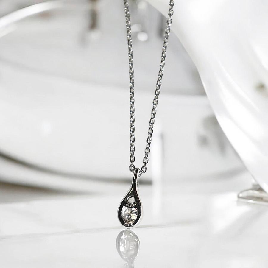【MS23/K10WG】 完全防水の遺骨ペンダント　しずくデザインの誕生石アレンジ　ネックレスMS23 素材：K10WG×誕生石3mmの画像