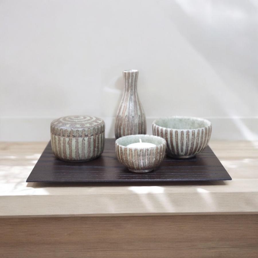 信楽焼　総手書きのミニ骨壷と三具足の4点セット　離宮（りぐう）Riguu |  | 02