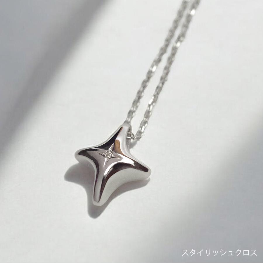 ソウルジュエリー 遺骨ペンダント　スタイリッシュクロス・シルバー×ダイヤモンド （チェーンの長さが選べます）