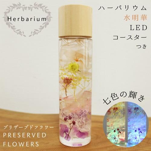 ハーバリウム サークルボトル 水明華 LED コースター つき