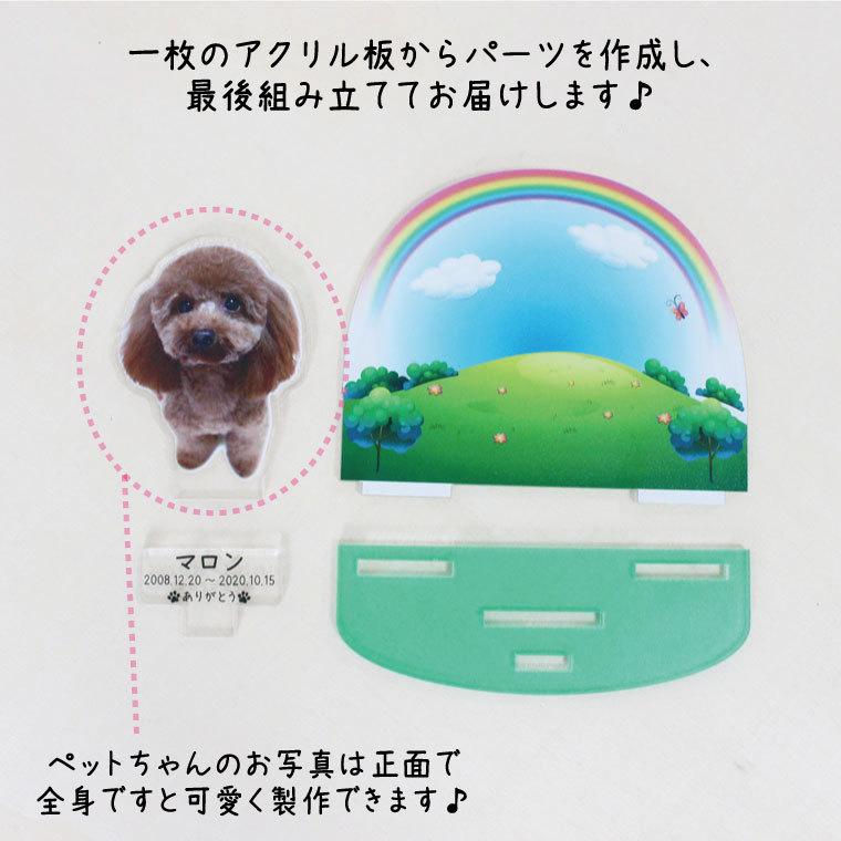 ペット位牌 組み立て式 アクリルスタンド フルカラープリント 写真入り レインボー かわいい ペット仏具_2