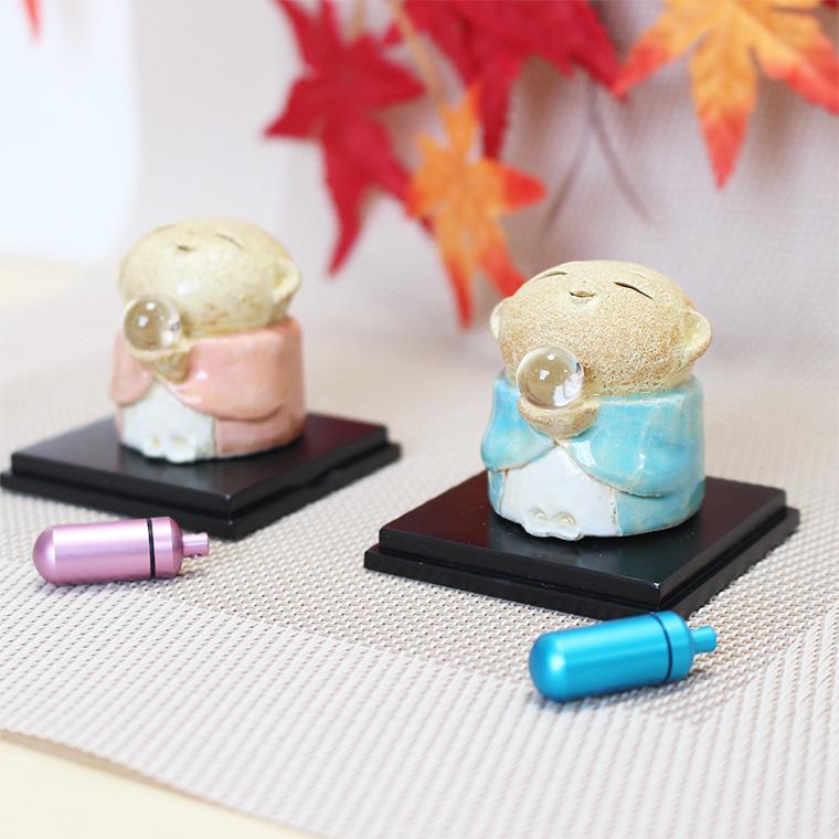 ミニ骨壷 水晶玉持ち地蔵 地蔵 手作り かわいい 遺骨入れ メモリアル