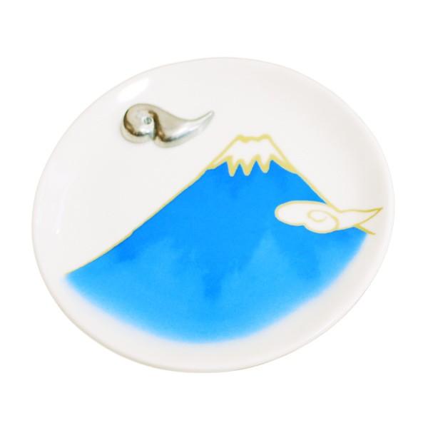 仏具 富士山 香皿 青富士 ブルー 雲 香立て 縦置き ミニ香炉 : 手元