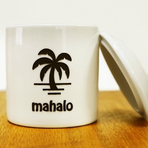 骨壷 Mahalo ハワイ語 シースルー イエロー 2.3寸 ヤシの木 シルエット