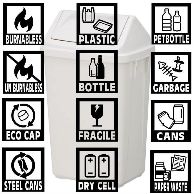 貼って便利でオシャレに ゴミ分別シール ゴミラベル ゴミシール ゴミ分別ステッカー デザインf Dustbox008 思い出屋さん 通販 Yahoo ショッピング